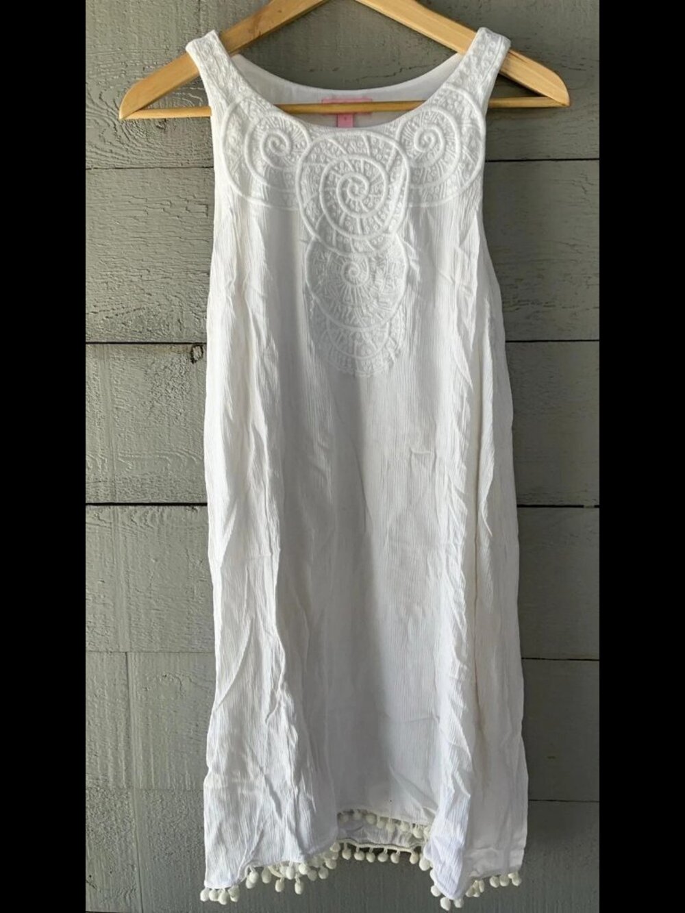 Lilly Pulitzer Embroidered Mini Dress Pom Pom Lace Dress Sleeveless S